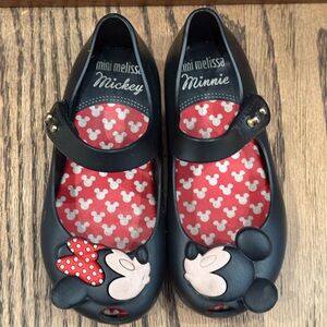 Mini Melissa Black Mickey and Minnie Dress Shoes